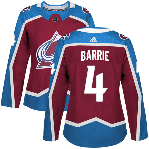 Adidas Colorado Avalanche #4 Tyson Barrie Burgundy Home Authentic Women Stitched NHL Jersey